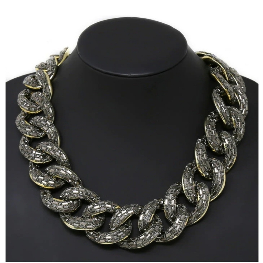 Hematite Chunky Link Stone Necklace